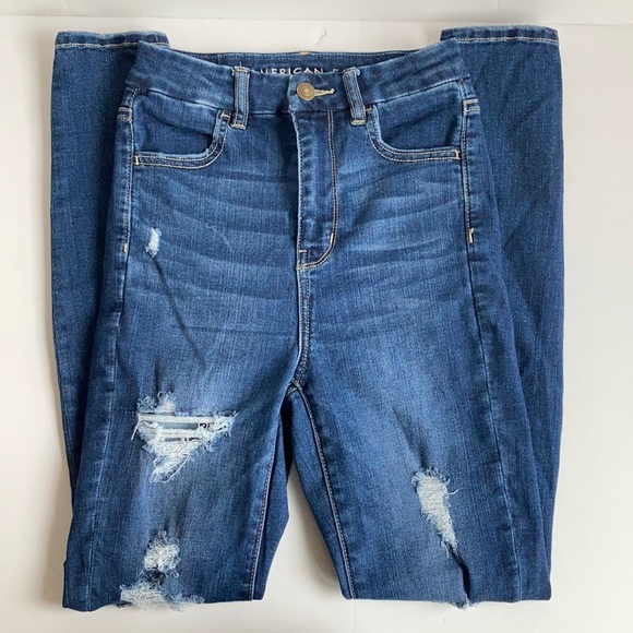 American Eagle Next Level Stretch Curvy Super Hi-Rise dark wash jeggings - Picture 1 of 15